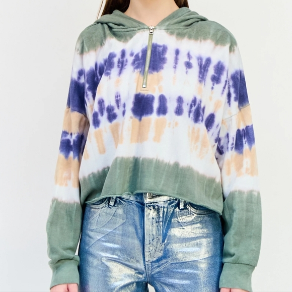 aerie Tops - AERIE Women's XS Tie Dye Cropped Hoodie EUC